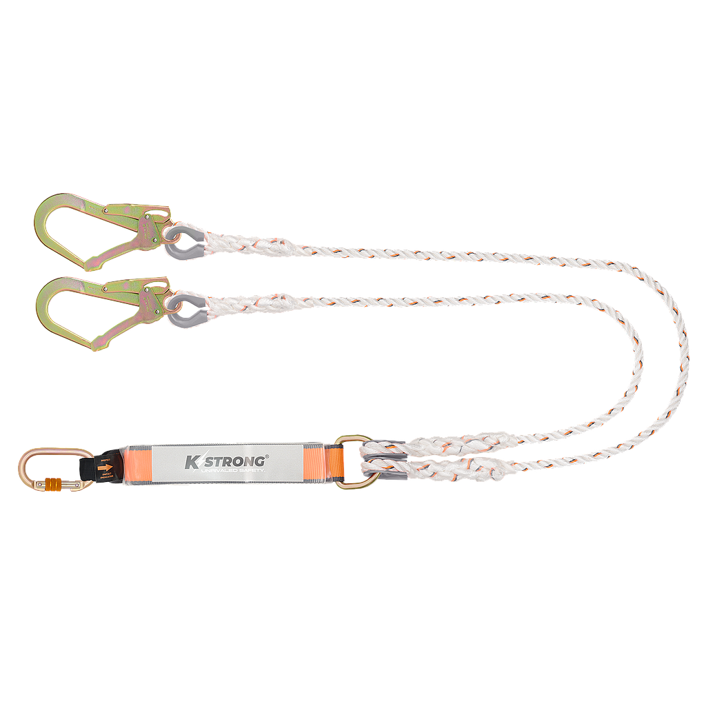 [AFL403611] Essential Twin 12mm twisted rope lanyard 1.8m with Karabiner at one end &amp; Snap Hook at other end
