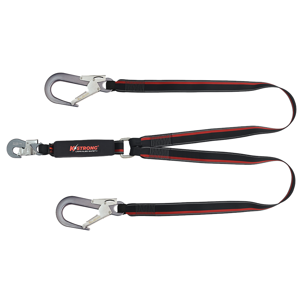 [AFL408845] ExtremeWorX Shock Absorbing Lanyard 140kg 1.8m c/w Aluminum Snap Hooks at other ends