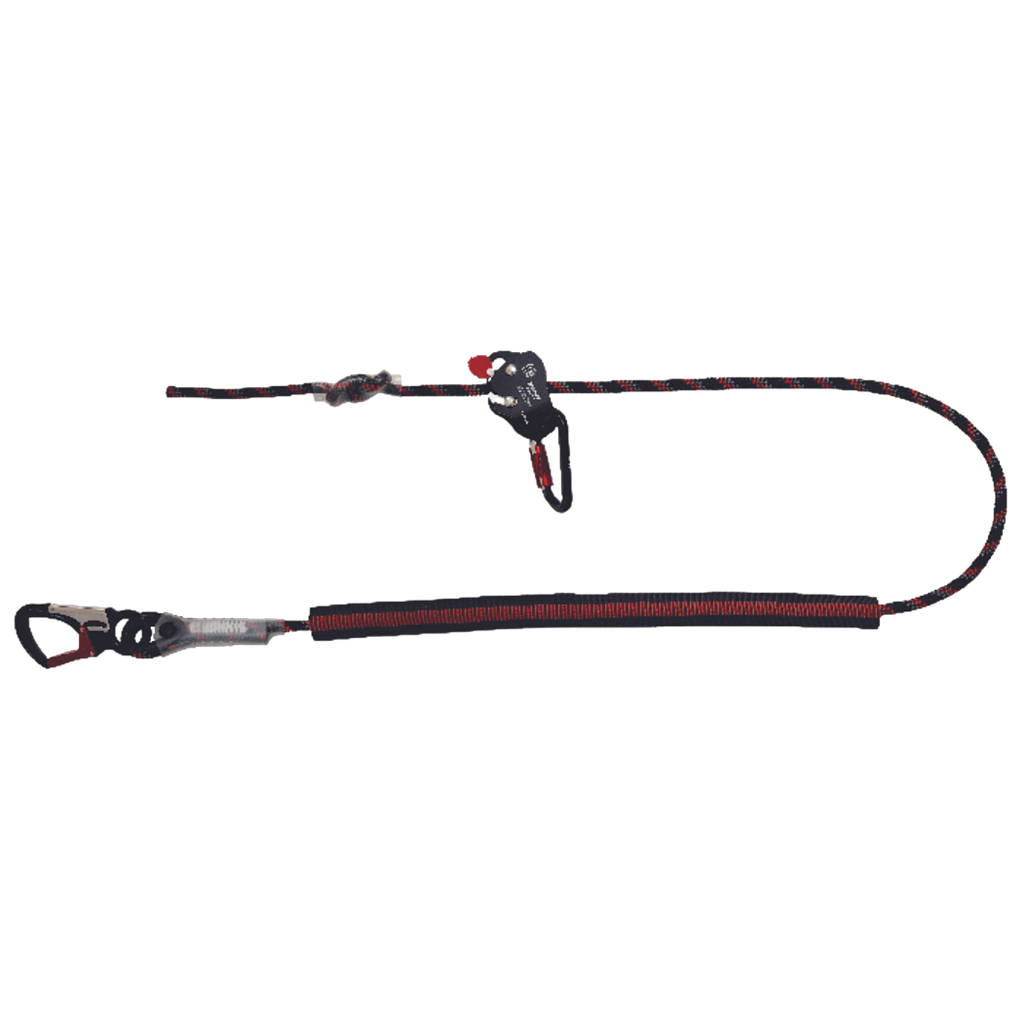 [AFL405301] Epic Work Positioning Lanyard 12mm Kernmantle Rope 2.0m c/w Aluminum Blocker Adjuster, Protective Sleeve and Aluminum Snap Hook at one end and termination Sleeve at other