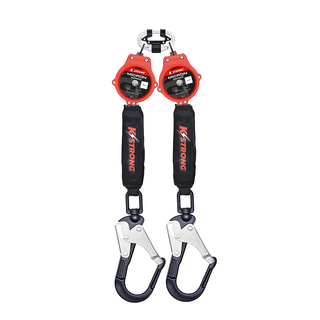 [AFS550028D] Twin Micron Retractable Lanyards c/w  ANSI Aluminum Swivel Scaffold Hook &amp; Karabiner connector